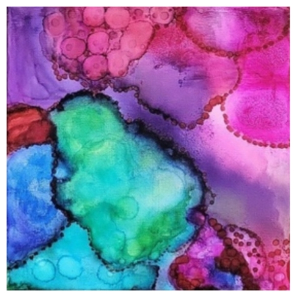 Hand Crafted Abstract Design 12x12 Inches Canvas Picture - Picture 3 of 4